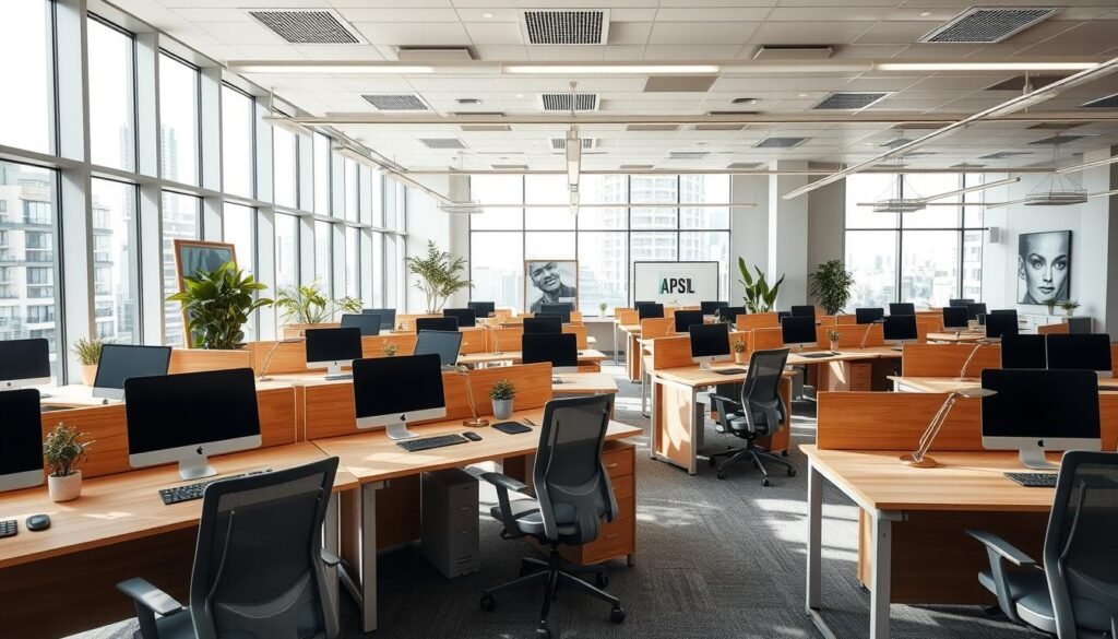 ambiente de trabalho bem iluminado